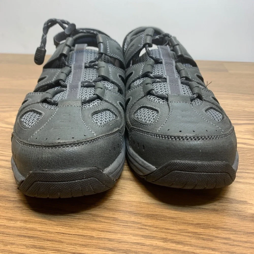 OrthoFeet 598 Alpine Men's Size 10 D Gray Leather Sandals Shoes
